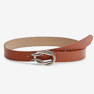 NWOT Express tan cognac and gold snake interlocking belt buckle belt size XL 🐍